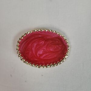 Belt buckle_motioneast oval shaped brass with enamel strawberry swirl i…